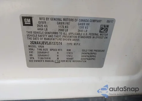 2018 Chevrolet Equinox Lt from USA, damaged, VIN 2GNAXJEV5J6137574